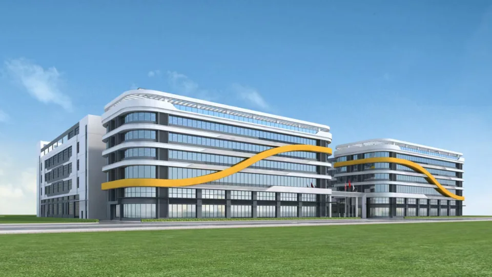 Front view of the Maibahe production and office campus in Zhaoqing, Guangdong, China